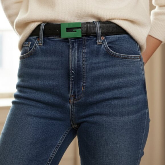 Gucci 709974 Unisex Black Leather Belt with Ceramic Green G Buckle, 100 or 105 - Picture 12 of 15